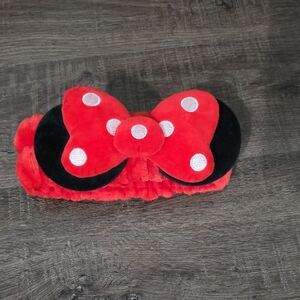 Disney Red and Black Plush Bow Headband with White Polka Dots